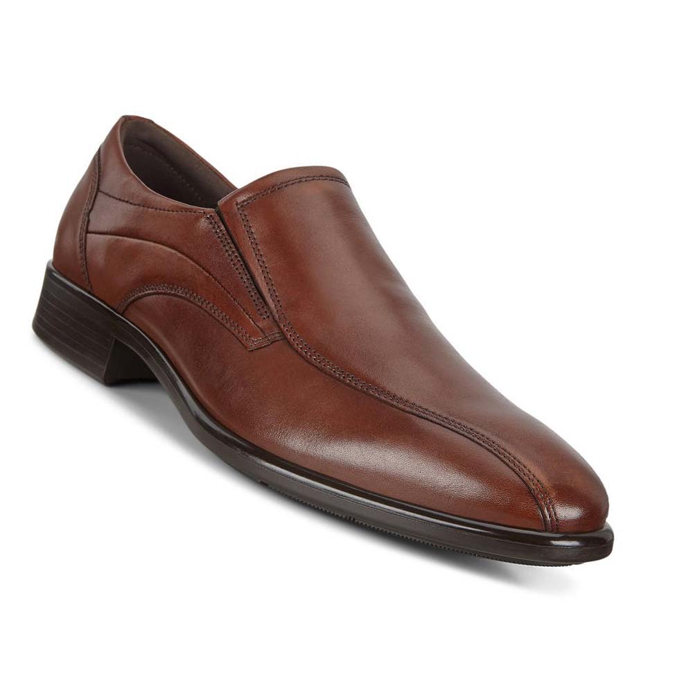 Men's Ecco Citytray Bike Toe Slip-on Dress Shoes Brown | Canada 507MQZ